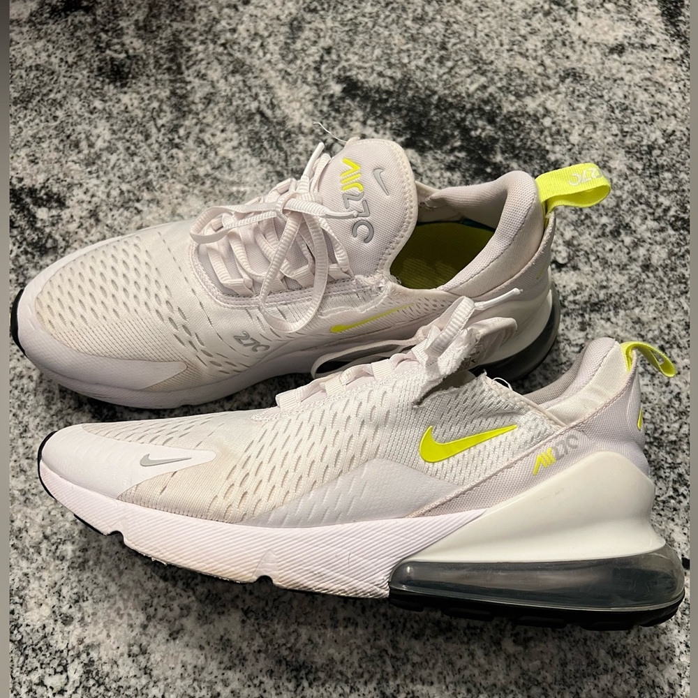 Nike Air Max 270 - White/Light Bone Ghost Green. Gently used. Men’s size 11.